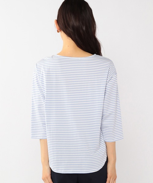 Petit Honfleur(プチオンフルール)の「ボーダーTシャツ(Tシャツ/カットソー・レディース・ブラック/サックスブルー/モカ・M/L)」の7枚目の写真
