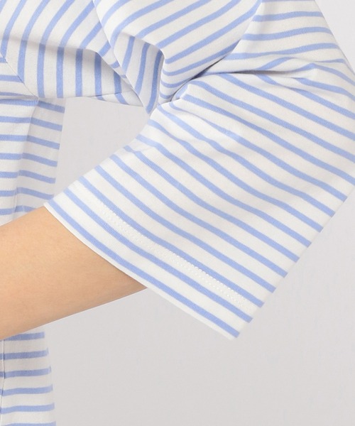 Petit Honfleur(プチオンフルール)の「ボーダーTシャツ(Tシャツ/カットソー・レディース・ブラック/サックスブルー/モカ・M/L)」の4枚目の写真