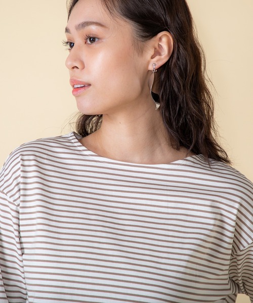 Petit Honfleur(プチオンフルール)の「ボーダーTシャツ(Tシャツ/カットソー・レディース・ブラック/サックスブルー/モカ・M/L)」の22枚目の写真