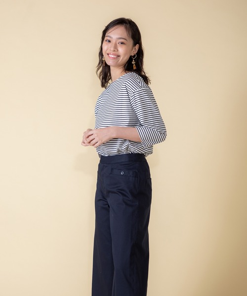 Petit Honfleur(プチオンフルール)の「ボーダーTシャツ(Tシャツ/カットソー・レディース・ブラック/サックスブルー/モカ・M/L)」の17枚目の写真