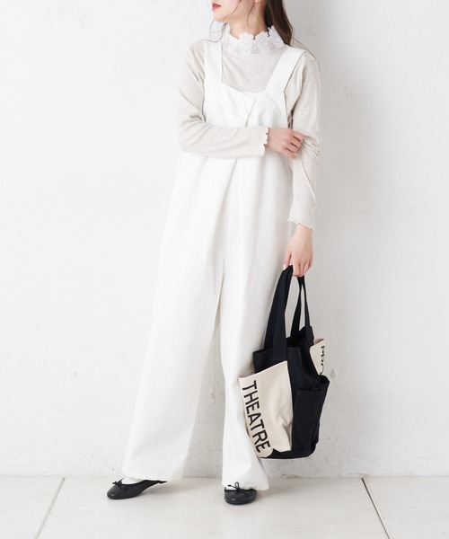 PUAL CE CIN（ピュアルセシン）の「【Du noir】フェイドレスデニムサロペット（サロペット/オーバーオール・レディース・ホワイト/ブラック/ベージュ・FREE）」の2枚目の写真