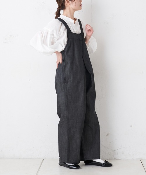 PUAL CE CIN（ピュアルセシン）の「【Du noir】フェイドレスデニムサロペット（サロペット/オーバーオール・レディース・ホワイト/ブラック/ベージュ・FREE）」の3枚目の写真