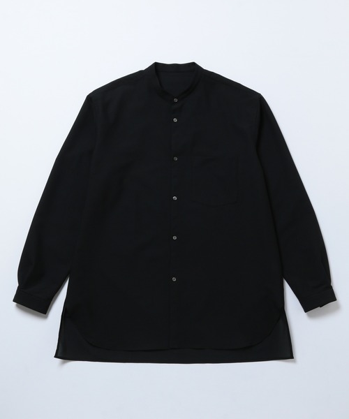 ADAM ET ROPE'（アダムエロペ）の「【吸水速乾/超軽量】リラックスシルエット バンドカラーシャツ/セットアップ対応（シャツ/ブラウス・メンズ・ブラック・S/M/L/XL/XS）」の9枚目の写真