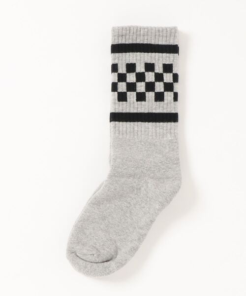 SOCCO（ソッコ）の「【W】【it】【ut】【10】【SOCCO】CHECKER CREW SOCKS（ソックス/靴下・レディース・ホワイト/ブラック/グレー・S/M/L/XL）」の3枚目の写真