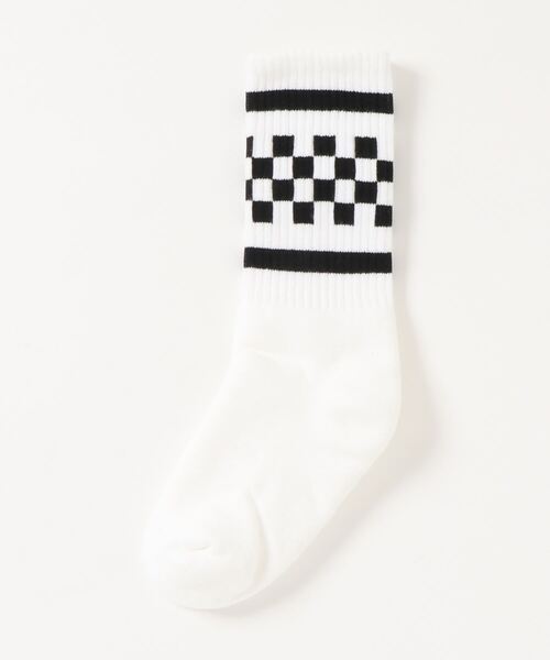 SOCCO（ソッコ）の「【W】【it】【ut】【10】【SOCCO】CHECKER CREW SOCKS（ソックス/靴下・レディース・ホワイト/ブラック/グレー・S/M/L/XL）」の2枚目の写真