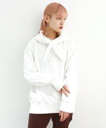 CROSS NECK TIE HOODIE