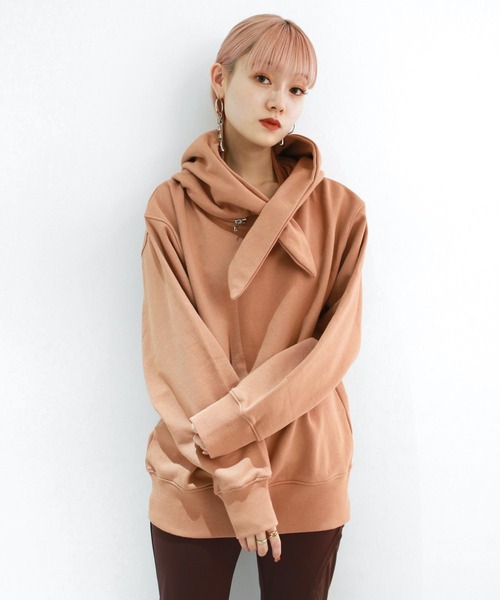 G.V.G.V.（ジーヴィージーヴィー）の「CROSS NECK TIE HOODIE（パーカー・レディース・ホワイト/ネイビー/オレンジ・ONE SIZE）」の3枚目の写真