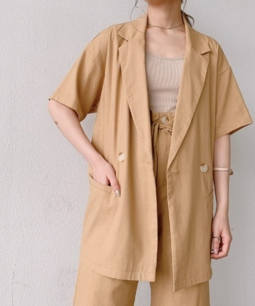 VANNIE U（ヴァニーユー）の「リネンダブルジャケット/SET UP(別売り）（テーラードジャケット・レディース・イエロー/アイボリー・FREE）」の9枚目の写真