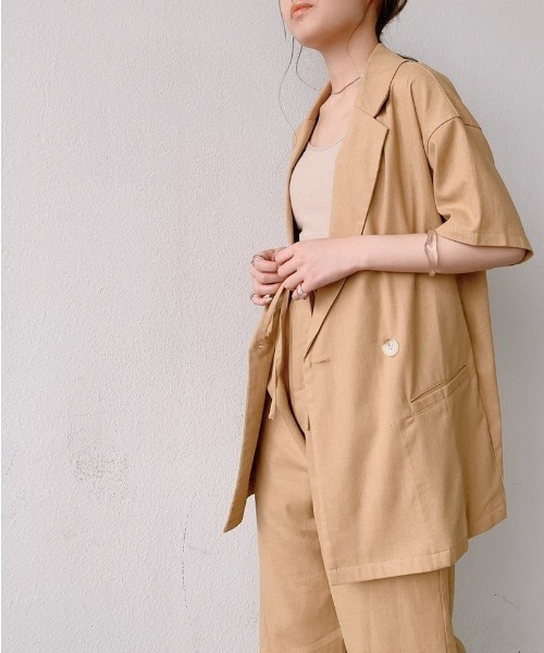 VANNIE U（ヴァニーユー）の「リネンダブルジャケット/SET UP(別売り）（テーラードジャケット・レディース・イエロー/アイボリー・FREE）」の11枚目の写真