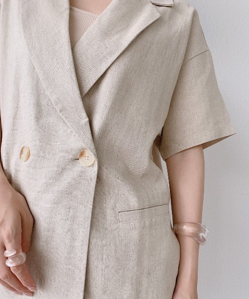 VANNIE U（ヴァニーユー）の「リネンダブルジャケット/SET UP(別売り）（テーラードジャケット・レディース・イエロー/アイボリー・FREE）」の17枚目の写真