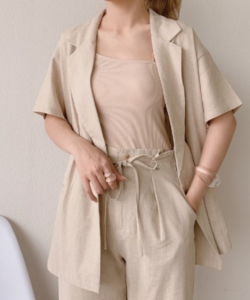 VANNIE U（ヴァニーユー）の「リネンダブルジャケット/SET UP(別売り）（テーラードジャケット・レディース・イエロー/アイボリー・FREE）」の4枚目の写真