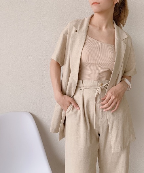 VANNIE U（ヴァニーユー）の「リネンダブルジャケット/SET UP(別売り）（テーラードジャケット・レディース・イエロー/アイボリー・FREE）」の3枚目の写真