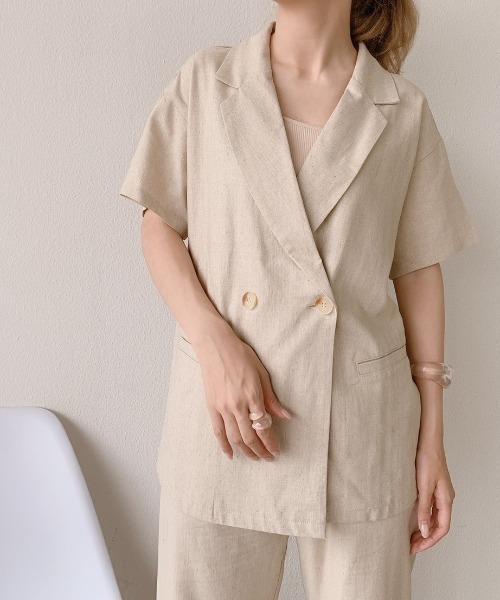 VANNIE U（ヴァニーユー）の「リネンダブルジャケット/SET UP(別売り）（テーラードジャケット・レディース・イエロー/アイボリー・FREE）」の8枚目の写真