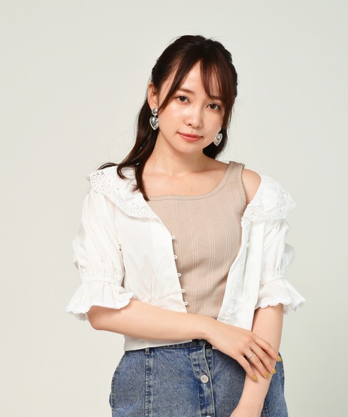 ems excite（エムズエキサイト）の「カップ付リブタンク（タンクトップ・レディース・ブルー/ライトベージュ/オレンジ/ブラック/アイボリー/グリーン・FREE）」の4枚目の写真