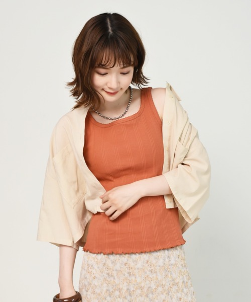 ems excite（エムズエキサイト）の「カップ付リブタンク（タンクトップ・レディース・ブルー/ライトベージュ/オレンジ/ブラック/アイボリー/グリーン・FREE）」の6枚目の写真