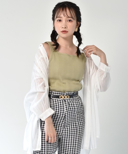 ems excite（エムズエキサイト）の「カップ付リブタンク（タンクトップ・レディース・ブルー/ライトベージュ/オレンジ/ブラック/アイボリー/グリーン・FREE）」の5枚目の写真