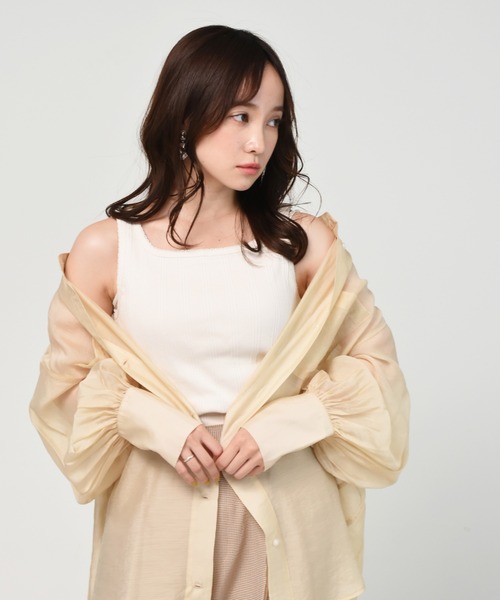 ems excite（エムズエキサイト）の「カップ付リブタンク（タンクトップ・レディース・ブルー/ライトベージュ/オレンジ/ブラック/アイボリー/グリーン・FREE）」の2枚目の写真