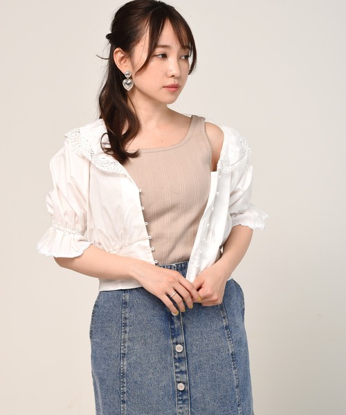 ems excite（エムズエキサイト）の「カップ付リブタンク（タンクトップ・レディース・ブルー/ライトベージュ/オレンジ/ブラック/アイボリー/グリーン・FREE）」の11枚目の写真