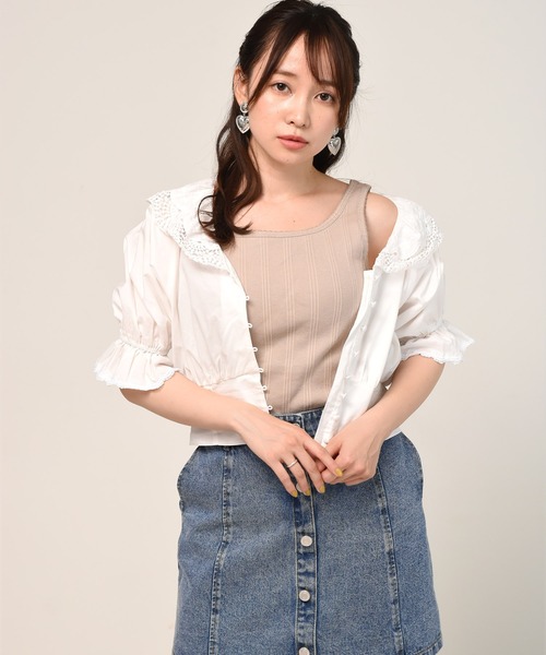 ems excite（エムズエキサイト）の「カップ付リブタンク（タンクトップ・レディース・ブルー/ライトベージュ/オレンジ/ブラック/アイボリー/グリーン・FREE）」の12枚目の写真