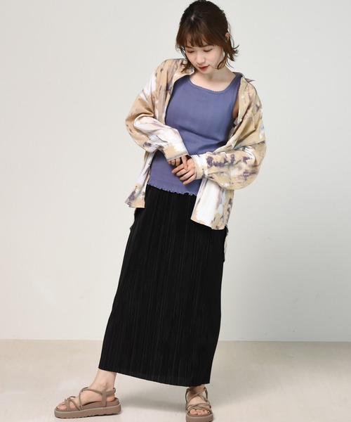 ems excite（エムズエキサイト）の「カップ付リブタンク（タンクトップ・レディース・ブルー/ライトベージュ/オレンジ/ブラック/アイボリー/グリーン・FREE）」の14枚目の写真