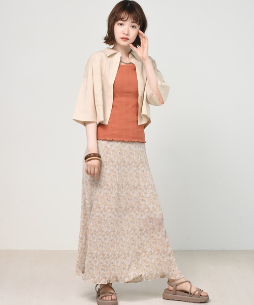 ems excite（エムズエキサイト）の「カップ付リブタンク（タンクトップ・レディース・ブルー/ライトベージュ/オレンジ/ブラック/アイボリー/グリーン・FREE）」の16枚目の写真