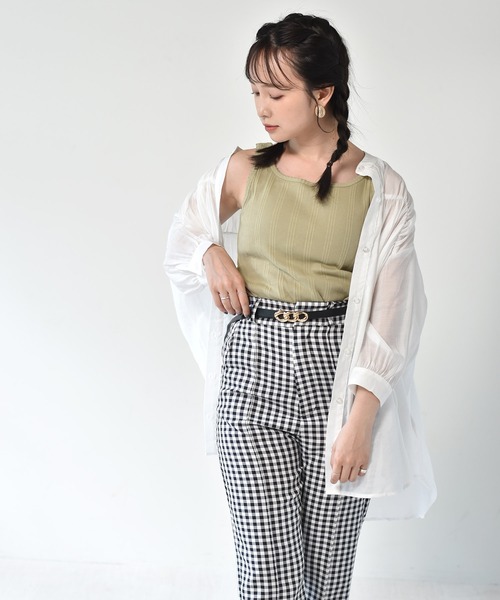 ems excite（エムズエキサイト）の「カップ付リブタンク（タンクトップ・レディース・ブルー/ライトベージュ/オレンジ/ブラック/アイボリー/グリーン・FREE）」の19枚目の写真