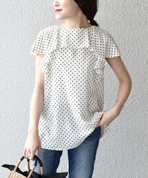 【WEB限定】〈手洗い可能〉ネックラッフルジョーゼットブラウス◇