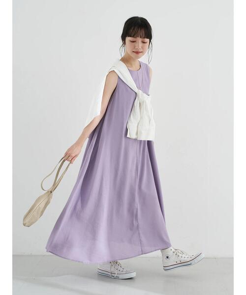 earth music&ecology（アースミュージックアンドエコロジー）の「レーヨンリネンスリーブレスワンピース ＊（ワンピース・レディース・ブルー/ラベンダー/ベージュ・FREE）」の10枚目の写真
