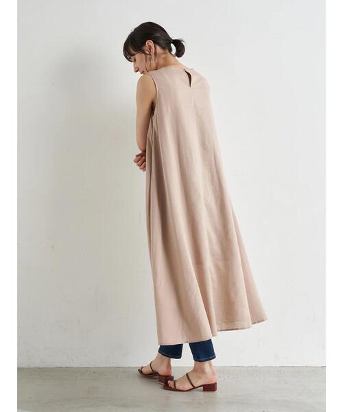 earth music&ecology（アースミュージックアンドエコロジー）の「レーヨンリネンスリーブレスワンピース ＊（ワンピース・レディース・ブルー/ラベンダー/ベージュ・FREE）」の4枚目の写真