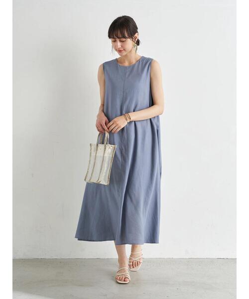 earth music&ecology（アースミュージックアンドエコロジー）の「レーヨンリネンスリーブレスワンピース ＊（ワンピース・レディース・ブルー/ラベンダー/ベージュ・FREE）」の5枚目の写真