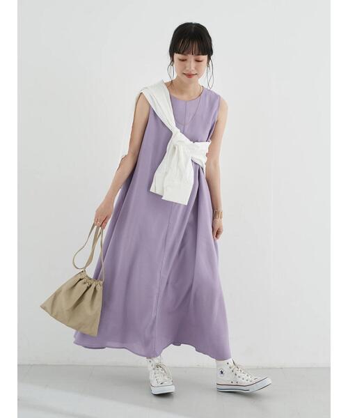 earth music&ecology（アースミュージックアンドエコロジー）の「レーヨンリネンスリーブレスワンピース ＊（ワンピース・レディース・ブルー/ラベンダー/ベージュ・FREE）」の19枚目の写真