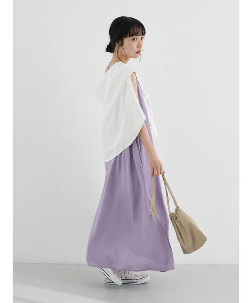 earth music&ecology（アースミュージックアンドエコロジー）の「レーヨンリネンスリーブレスワンピース ＊（ワンピース・レディース・ブルー/ラベンダー/ベージュ・FREE）」の9枚目の写真