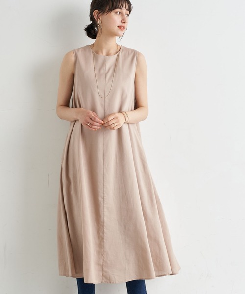 earth music&ecology（アースミュージックアンドエコロジー）の「レーヨンリネンスリーブレスワンピース ＊（ワンピース・レディース・ブルー/ラベンダー/ベージュ・FREE）」の2枚目の写真
