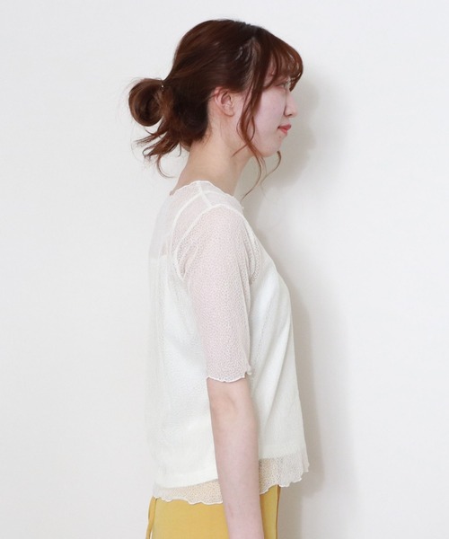 archives（アルシーヴ）の「半袖コードレースプルオーバー＋キャミset（Tシャツ/カットソー・レディース・カーキ/オフホワイト/ブラック・MEDIUM）」の14枚目の写真