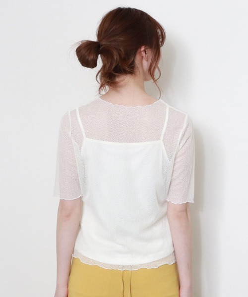 archives（アルシーヴ）の「半袖コードレースプルオーバー＋キャミset（Tシャツ/カットソー・レディース・カーキ/オフホワイト/ブラック・MEDIUM）」の19枚目の写真