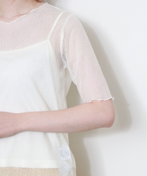 archives（アルシーヴ）の「半袖コードレースプルオーバー＋キャミset（Tシャツ/カットソー・レディース・カーキ/オフホワイト/ブラック・MEDIUM）」の22枚目の写真