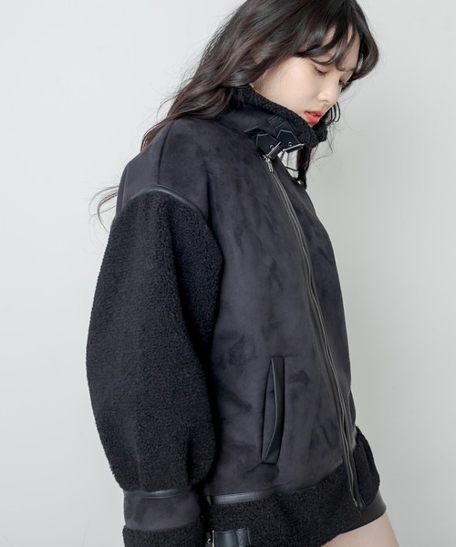 RASVOA(ラスボア)の「コンビボンバージャケット(ブルゾン・レディース・ライトベージュ/モカ/ブラック・FREE)」の2枚目の写真