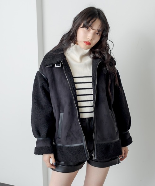 RASVOA(ラスボア)の「コンビボンバージャケット(ブルゾン・レディース・ライトベージュ/モカ/ブラック・FREE)」の15枚目の写真