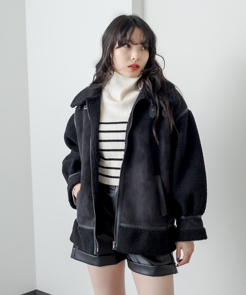 RASVOA(ラスボア)の「コンビボンバージャケット(ブルゾン・レディース・ライトベージュ/モカ/ブラック・FREE)」の16枚目の写真