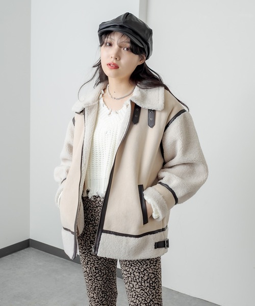 RASVOA(ラスボア)の「コンビボンバージャケット(ブルゾン・レディース・ライトベージュ/モカ/ブラック・FREE)」の6枚目の写真