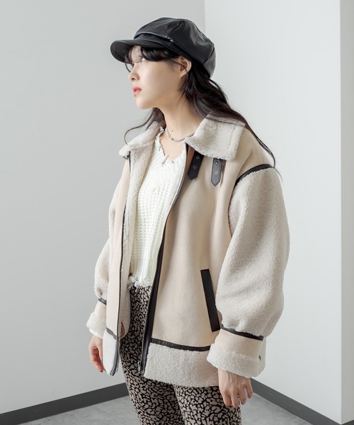 RASVOA(ラスボア)の「コンビボンバージャケット(ブルゾン・レディース・ライトベージュ/モカ/ブラック・FREE)」の7枚目の写真