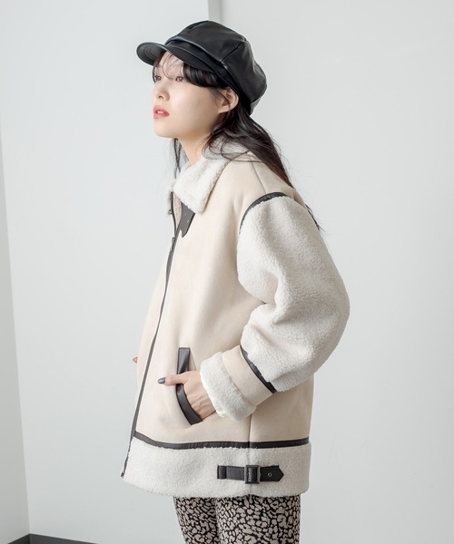 RASVOA(ラスボア)の「コンビボンバージャケット(ブルゾン・レディース・ライトベージュ/モカ/ブラック・FREE)」の8枚目の写真