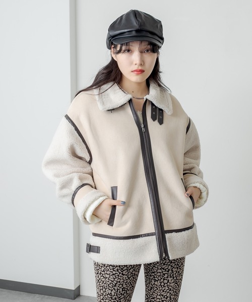 RASVOA(ラスボア)の「コンビボンバージャケット(ブルゾン・レディース・ライトベージュ/モカ/ブラック・FREE)」の9枚目の写真