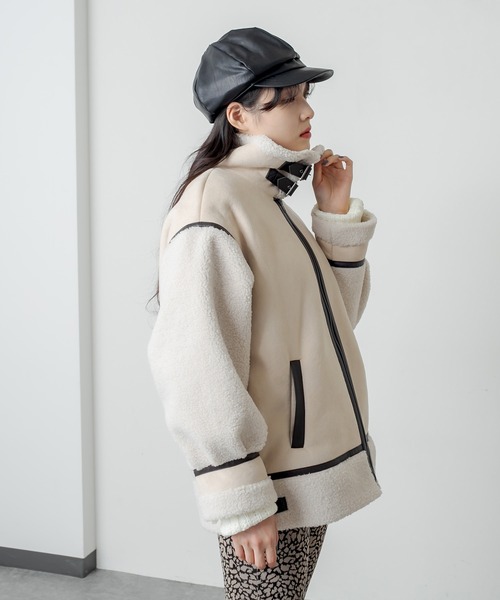 RASVOA(ラスボア)の「コンビボンバージャケット(ブルゾン・レディース・ライトベージュ/モカ/ブラック・FREE)」の11枚目の写真