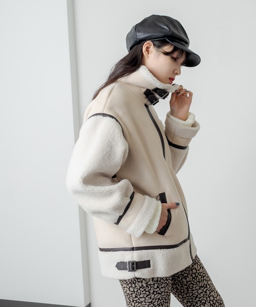 RASVOA(ラスボア)の「コンビボンバージャケット(ブルゾン・レディース・ライトベージュ/モカ/ブラック・FREE)」の12枚目の写真