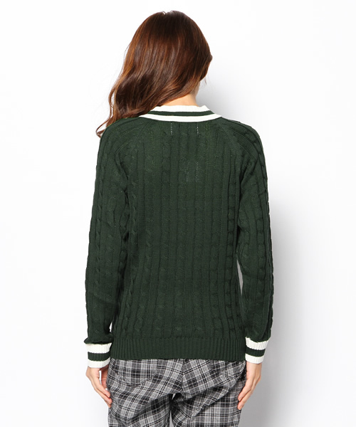 Chico（チコ）の「ライン衿ケーブルニット（ニット/セーター・レディース・ホワイト/グレー・FREE）」の7枚目の写真