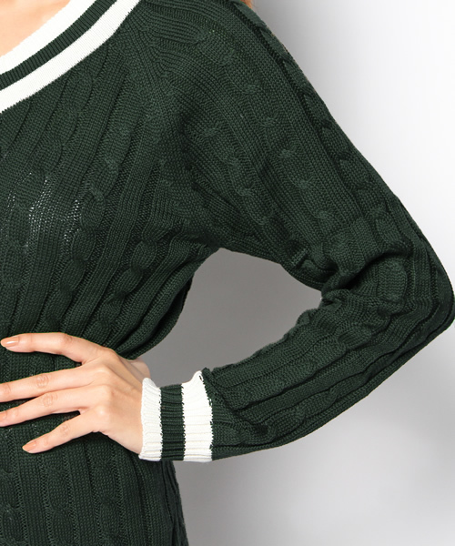 Chico（チコ）の「ライン衿ケーブルニット（ニット/セーター・レディース・ホワイト/グレー・FREE）」の9枚目の写真