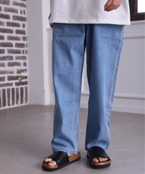 ACE SHOP（エースショップ）の「ワイドデニムシェフパンツ【ファッション系YouTuberめんくろ。コラボ】（デニムパンツ・メンズ・アイボリー/インディゴブルー/サックスブルー・MEDIUM/LARGE）」の3枚目の写真