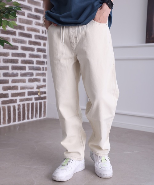 ACE SHOP（エースショップ）の「ワイドデニムシェフパンツ【ファッション系YouTuberめんくろ。コラボ】（デニムパンツ・メンズ・アイボリー/インディゴブルー/サックスブルー・MEDIUM/LARGE）」の2枚目の写真