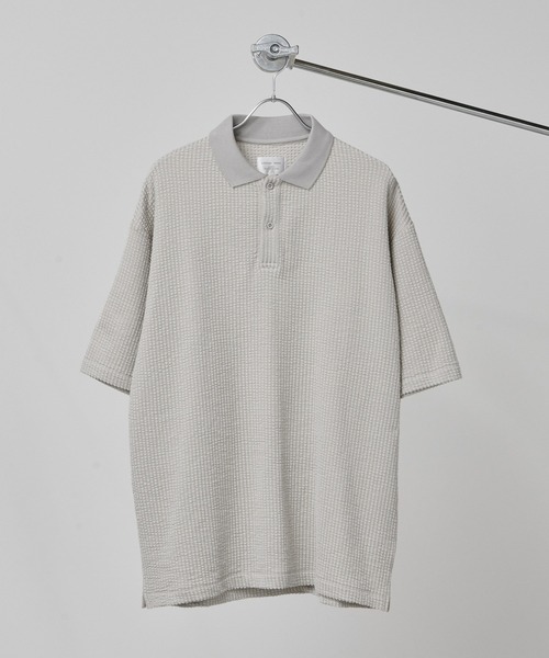 Loungewear tokyo（ラウンジウェアトウキョウ）の「【ラウンジウェアセットアップ】リラックス カットサッカー地 ポロシャツ×イージーショートパンツ ワンマイルウェア（ルームウェア/パジャマ・メンズ・ブラック/ネイビー/ホワイト系その他/グレー系その他/ホワイト系その他2・M/L/XL）」の11枚目の写真